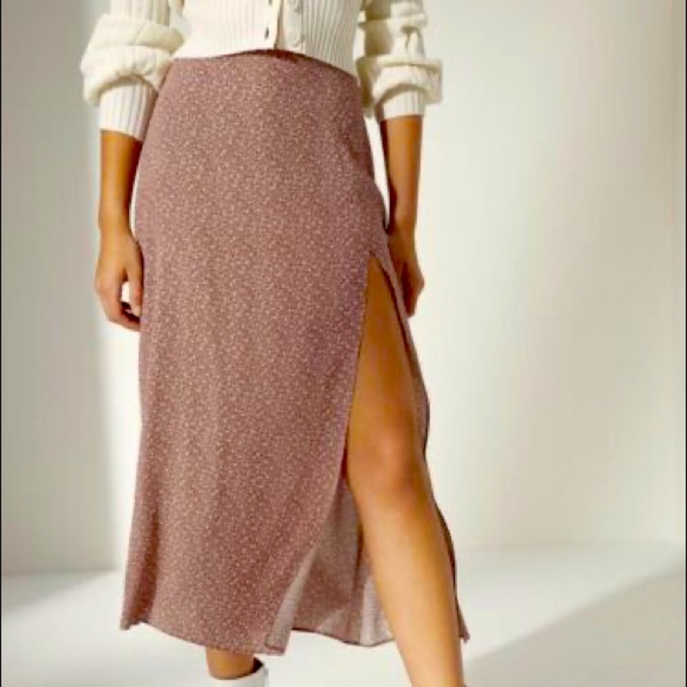 Aritzia Wilfred Floral Midi Skirt with High Slit